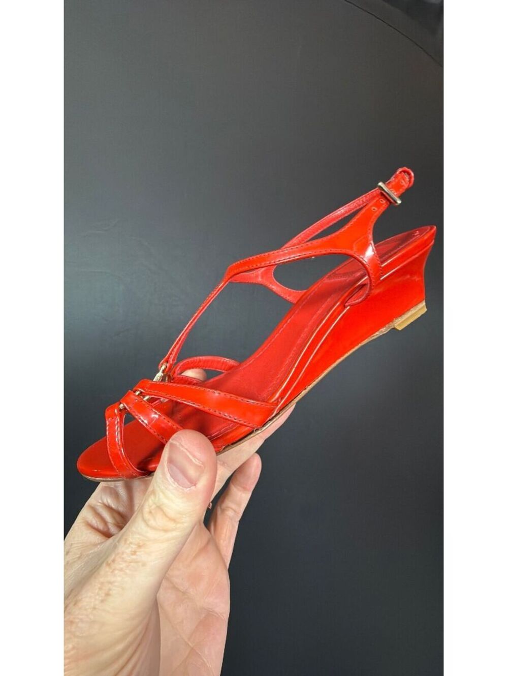 Christian Dior Red Gold Slingback Size 35.5